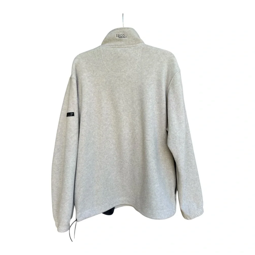 Izod Men's Performance X Light Gray Quarter Zip-Up/Drawcord Hem Sweater SZ M